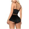 Womens Tie Dye Velvet Outfit Adjustable Spaghetti Strap Crop Top Camisole Shorts Pajamas Set Sexy 2 Pieces Sleeveless Lingerie Party Pjs Sleepwear Bodycon Stretchy Nightwear Lounge Wear Black 3X-Large view 3