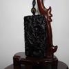2.2" China Certified Nature Black Obsidian Jade Guangong Amulet Hand Made Necklace Pendant 8968 view 3