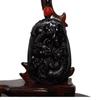 2.3" China Certified Nature Black Obsidian Jade Double Fortune Pixiu Hand Made Necklace Pendant 8986 view 1