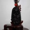 2.3" China Certified Nature Black Obsidian Jade Double Fortune Pixiu Hand Made Necklace Pendant 8986 view 3