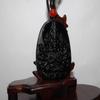 2.4" China Certified Nature Black Obsidian Jade Thousand-Hand Bodhisattva Hand Made Necklace Pendant 8965 view 2