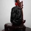 2" China Certified Nature Black Obsidian Jade Fortune Kylin Hand Made Necklace Pendant 8964 view 3
