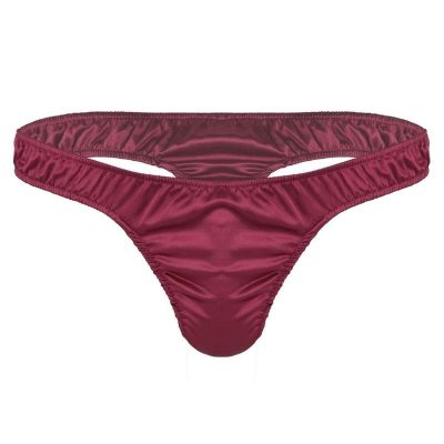 DINGGUANGHE-CUP Men's Thongs, Briefs Men Bikini Briefs Underwear Pouch Mesh Shorts Openwork Underpants for Swimming (Color : Wine, Size : Medium)