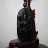 2.6" China Certified Nature Black Obsidian Jade Blessing Kwan-yin Hand Made Necklace Pendant 8970 view 2