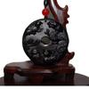 2" China Certified Nature Black Obsidian Jade Happy Dragon and Phoenix Hand Made Necklace Pendant 8980 view 1