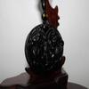 1.8" China Certified Nature Black Obsidian Jade Wealth Double Pixiu Hand Made Necklace Pendant 8982 view 2