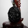 1.8" China Certified Nature Black Obsidian Jade Wealth Double Pixiu Hand Made Necklace Pendant 8982 view 3