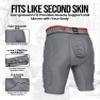 Exxact Sports Elite 5-Pad Adult Football Girdle for Men with Cup Pocket, Padded Compression Shorts with Integrated Hip, Thigh, Tailbone Pads, Men's Girdle Football (A3XL, Gray) view 4