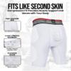 Exxact Sports Elite 5-Pad Adult Football Girdle for Men with Cup Pocket, Padded Compression Shorts with Integrated Hip, Thigh, Tailbone Pads, Men's Girdle Football (AL, White) view 4