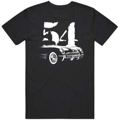 1954 Corvette Front Side View Silhouette with Model Year T Shirt XL Black