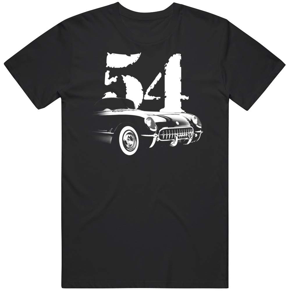 1954 Corvette Front Side View Silhouette with Model Year T Shirt XL Black