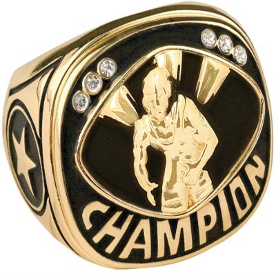 Express Medals Champion Wrestling Wrestler Trophy Ring in Sizes 6 to 15 with Award Display Stand Case and Neck Display Ball Style Chain 12