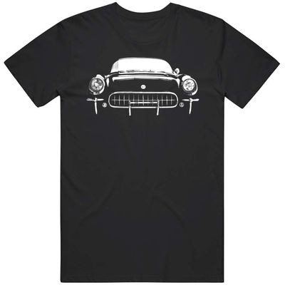 1954 Corvette Front Grill View Silhouette Car Enthusiast T Shirt L Black