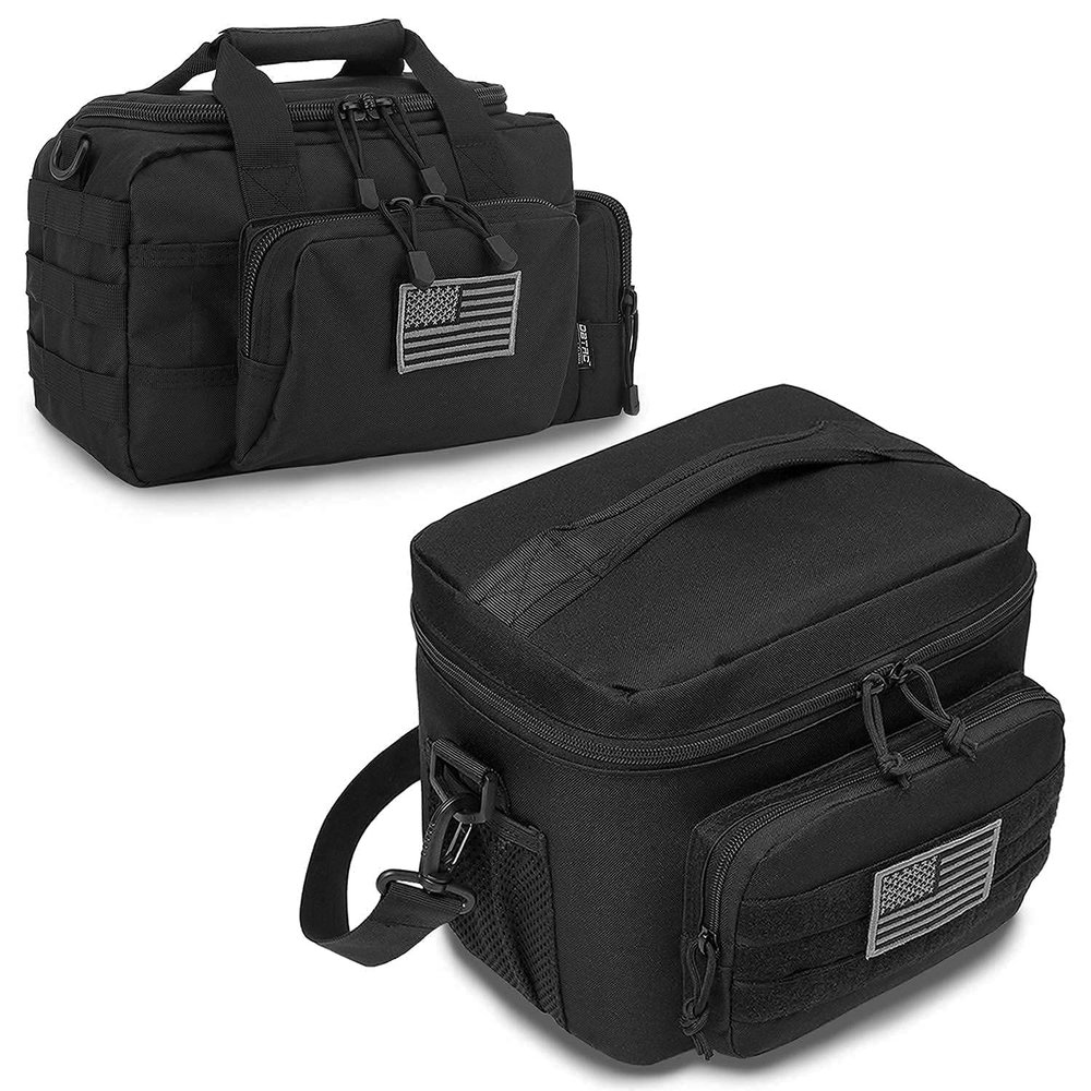 DBTAC Tactical Gun Case Bag Small (Black) + Tactical Lunch Bag (Black), Durable Material with adjustable shoulder strap, Multi-functional Design
