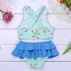 iiniim Kids Girls Two Piece Tankini Swimsuit Swimwear Summer Bathing Suit Tops with Skirted Bottoms Set Light Green 4-5 view 3