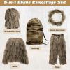DoCred Ghillie Suit, 3D Camouflage Hunting Apparel 5 in 1 Ghillie Suit Including Jacket, Pants, Hood, Carry Bag, Camo Hunting Clothes for Men, Adults, Youth view 3