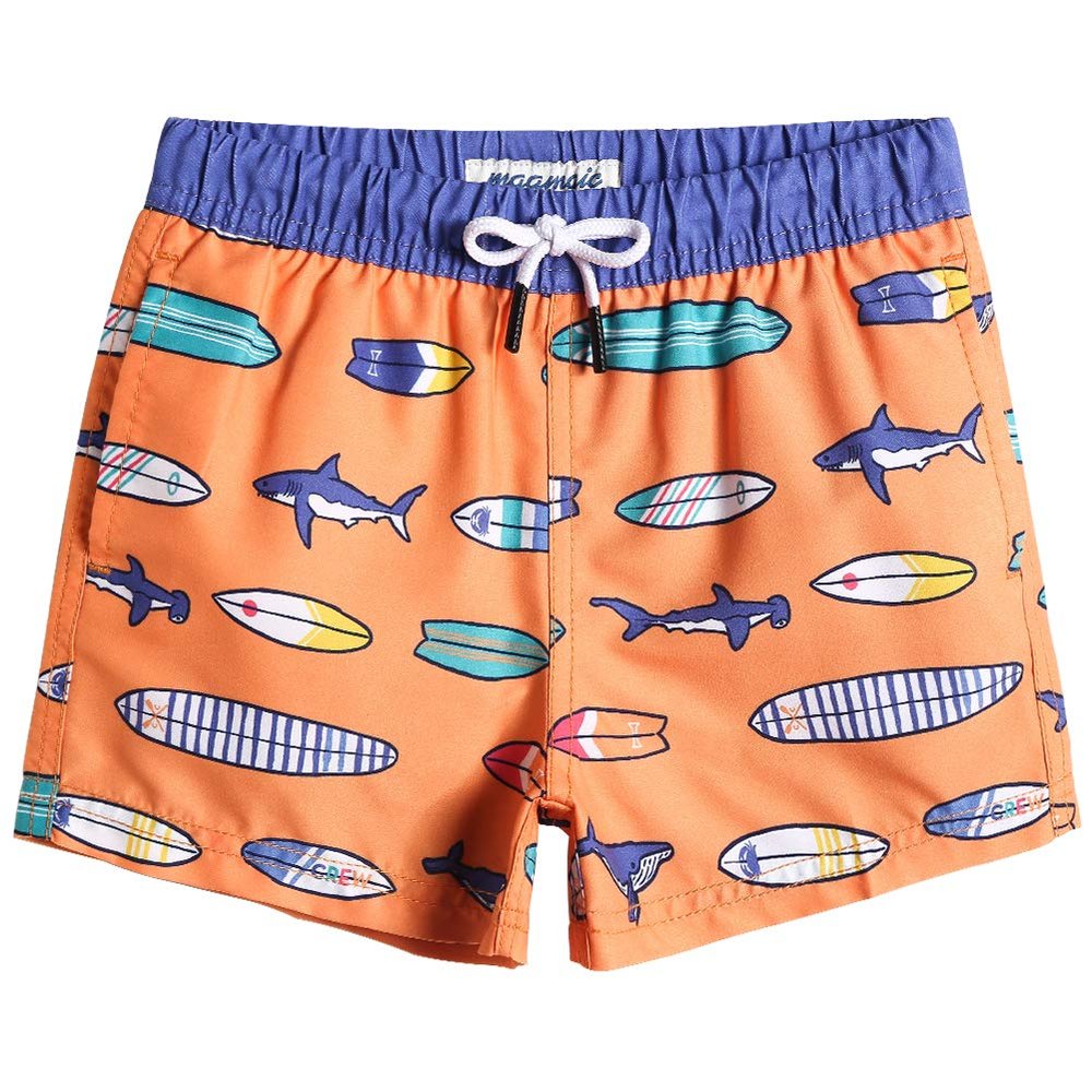 maamgic Swim Trunks Boys Quick Dry Toddler Bathing Suits for Kids Swimsuit Above The Knee Boys Swim Shorts Orange 10-12 Years
