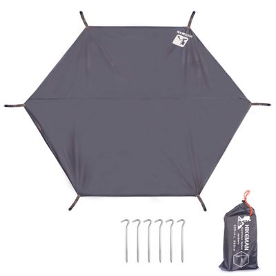 Hikeman Hexagonal Tent Footprint,1-4 Person Ultralight Waterproof Tent Tarp Ground Sheet Mat with 6 Tent Stakes for Camping Hiking Picnic Backpacking(M)