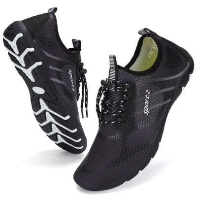 WateLves Water Shoes Mens Womens Beach Swim Shoes Quick-Dry Aqua Socks Pool Shoes for Surf Yoga Water Aerobics (Fluorescent Black, 46)