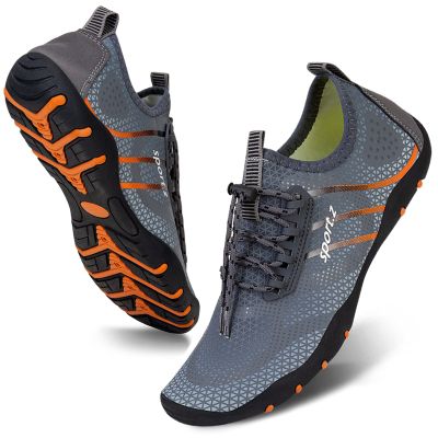 WateLves Water Shoes Mens Womens Beach Swim Shoes Quick-Dry Aqua Socks Pool Shoes for Surf Yoga Water Aerobics (Fluorescent Dark Gray, 40)