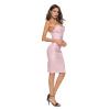 Women's Wet Look PVC Leather Vinyl Mid-Length Skinny Party Cocktail Club Dress,Pink,XXXXL view 3