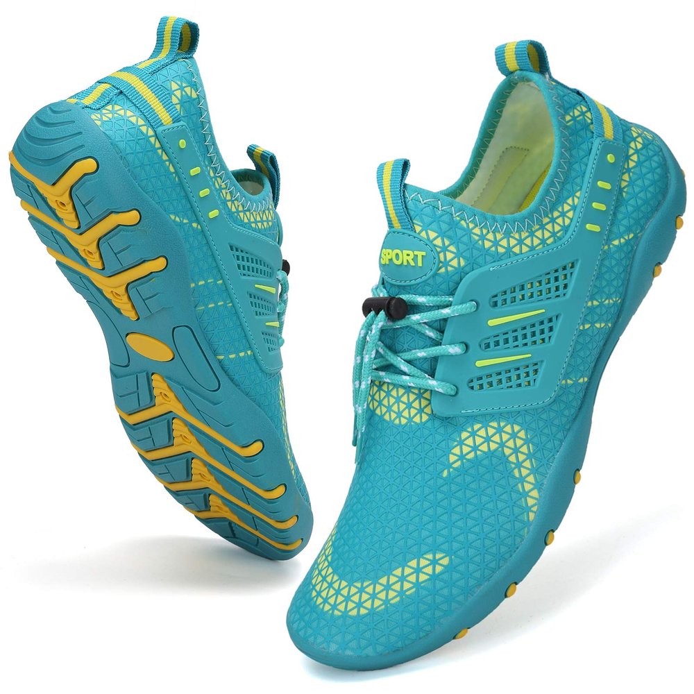 WateLves Water Shoes Mens Womens Beach Swim Shoes Quick-Dry Aqua Socks Pool Shoes for Surf Yoga Water Aerobics (F/Green, 41)