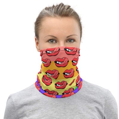 Pop Art Lips Rainbow Colorful Design Breathable Washable Neck Gaiter