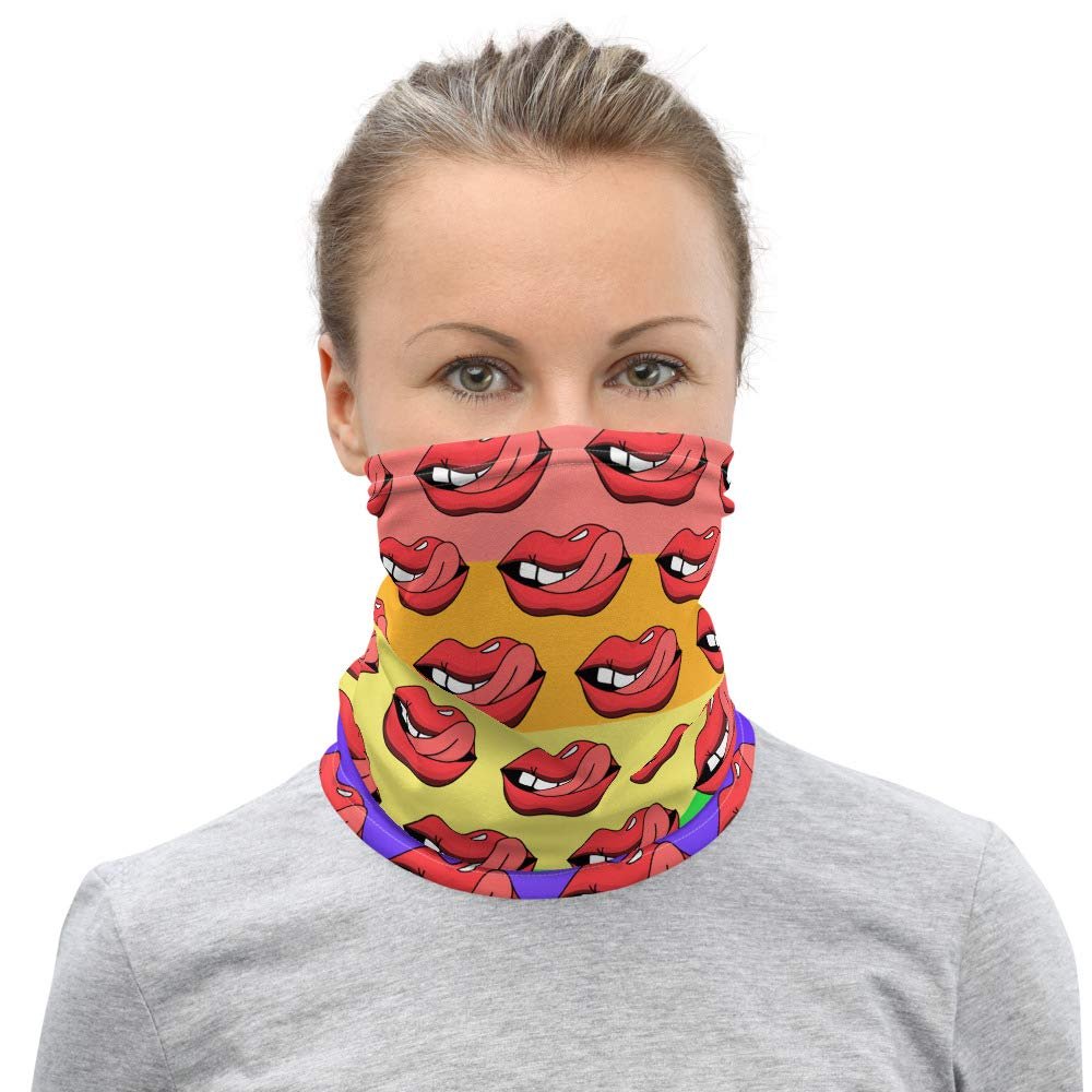 Pop Art Lips Rainbow Colorful Design Breathable Washable Neck Gaiter