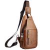 Hebetag Leather Sling Bag Hiking Daypack for Men Women Outdoor Travel Camping Fishing Crossbody Shoulder Chest Pack Daypack Small Brown view 1
