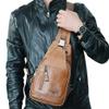 Hebetag Leather Sling Bag Hiking Daypack for Men Women Outdoor Travel Camping Fishing Crossbody Shoulder Chest Pack Daypack Small Brown view 2