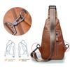Hebetag Leather Sling Bag Hiking Daypack for Men Women Outdoor Travel Camping Fishing Crossbody Shoulder Chest Pack Daypack Small Brown view 3