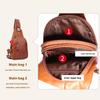 Hebetag Leather Sling Bag Hiking Daypack for Men Women Outdoor Travel Camping Fishing Crossbody Shoulder Chest Pack Daypack Small Brown view 4