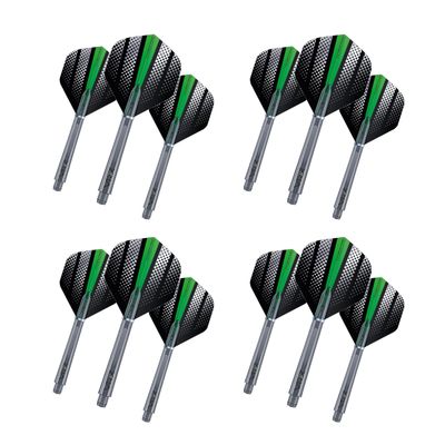 RED DRAGON Hardcore Green Flash Design Flights and VRX Stems Combo Pack