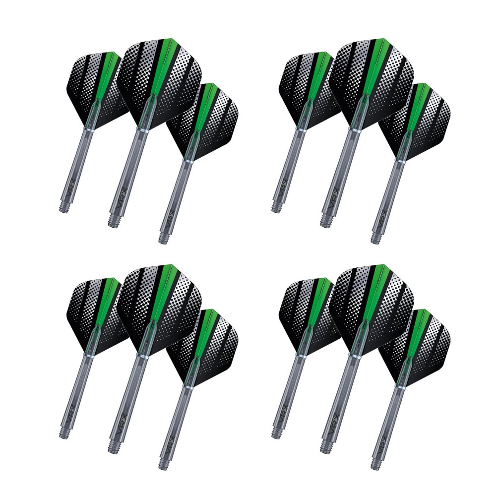 RED DRAGON Hardcore Green Flash Design Flights and VRX Stems Combo Pack