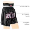 MRX Muay Thai Shorts for Men Training, Kickboxing, Fighting, Boxing Shorts for Martial Arts, Grappling, Cage Fight, BJJ Black Small view 3