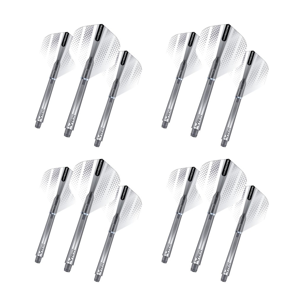 RED DRAGON Hardcore Silver Flash Design Flights and VRX Stems Combo Pack