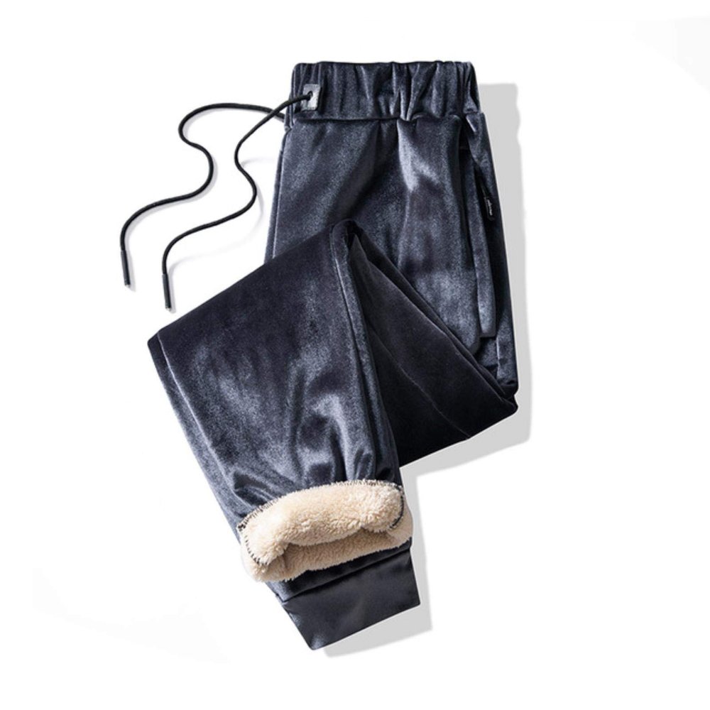 FENRONG Men Pants Winter CashmerePants Extra Large Size Trousers Thicken Sweatpants Gray