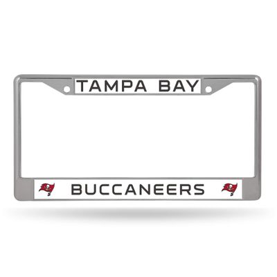 Rico Industries NFL Football Tampa Bay Buccaneers Premium 12" x 6" Chrome Frame With Plastic Inserts - Car/Truck/SUV Automobile Accessory
