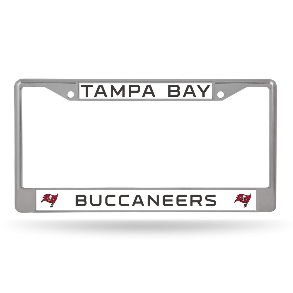 Rico Industries NFL Football Tampa Bay Buccaneers Premium 12" x 6" Chrome Frame With Plastic Inserts - Car/Truck/SUV Automobile Accessory