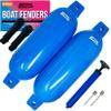 2 Pack Boat Fenders, 23" x 6.5", Inflatable Dock Bumpers with Pump, Marine Buoys for Docking, Pontoons, Boat Accessories, Blue view 1