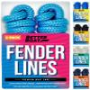 Boat Fender Lines, 3/8 Inch Double Braided Nylon Rope, 6 Ft with Loop, 2 Pack, Blue, for Buoy, Jet Ski Mooring, Docking & Small Boat Bumpers view 1