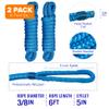 Boat Fender Lines, 3/8 Inch Double Braided Nylon Rope, 6 Ft with Loop, 2 Pack, Blue, for Buoy, Jet Ski Mooring, Docking & Small Boat Bumpers view 3