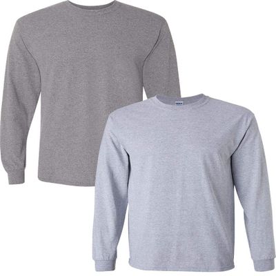 Gildan Men's Heavy Cotton Long Sleeve T-Shirt, Style G5400, Pack of 2 Small Graphite Heather-Sportgrey