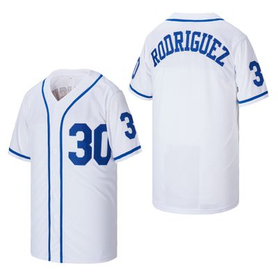 Men's #30 Sandlot Benny The Jet Rodriguez Movie Baseball Jersey Stitched Christmas Summer White No Number Size XXL