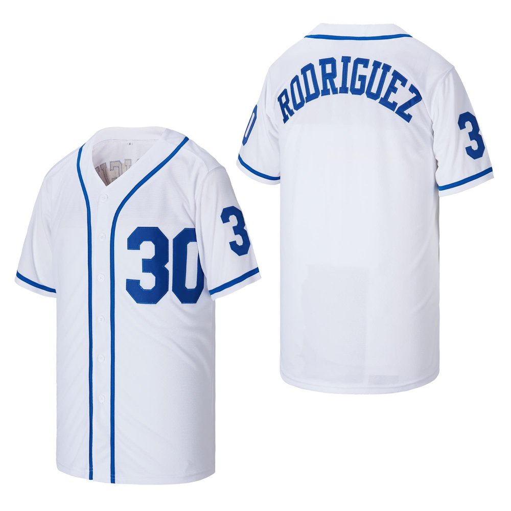 Men's #30 Sandlot Benny The Jet Rodriguez Movie Baseball Jersey Stitched Christmas Summer White No Number Size XXL