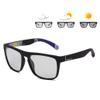 HCYCFY Photochromic Polarized Driving Sunglasses Men Square Matte Frame Eyewear Outdoor Sport Cycling UV Protection Glasses(Black Frame/Photochromic Lens) view 1