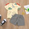 One opening Toddler Baby Boy Summer Clothes Daddy Son Letters T-Shirts Tees Tops+Camouflage Shorts Pants Outfits 2PCS Shorts Set Clothes (Beige Summer Clothes, 18-24 months) view 2