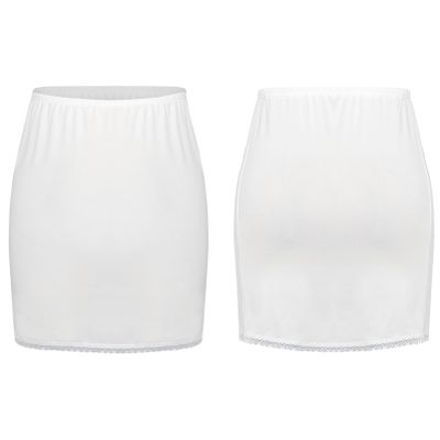 Alvivi Women's Elastic Waist Half Slip Underskirt Short Mini Skirt Slit Lace Trim Skirts Nylon Essentials Half Slip White OneSize