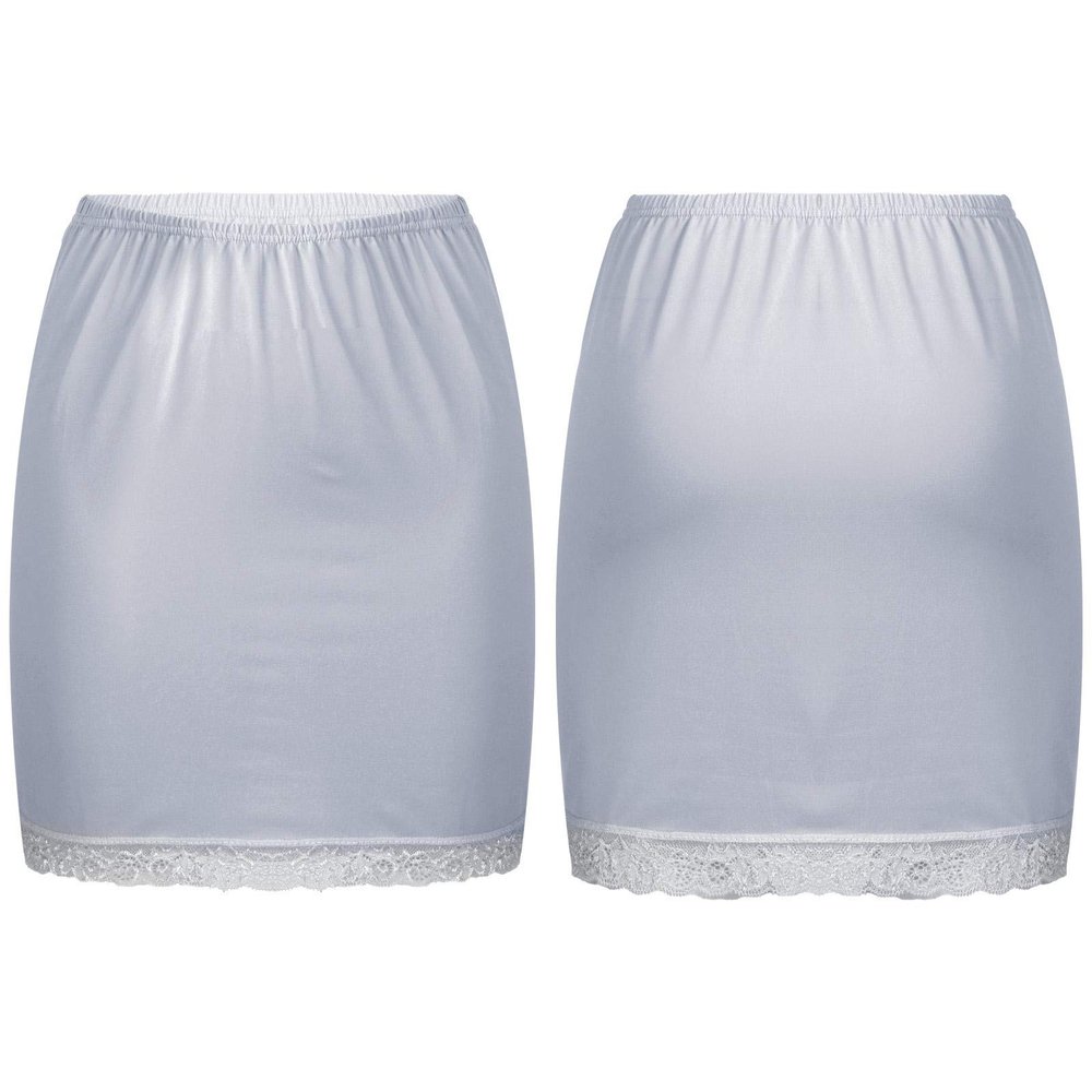 Alvivi Women's Elastic Waist Half Slip Underskirt Short Mini Skirt Slit Lace Trim Skirts Nylon Essentials Half Slip Grey OneSize