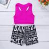 Loyan Kids Girls 2Pcs Tracksuits Dance Workout Outfits Tank Top with Letters Print Shorts Bottoms Set Rose&Black 3-4 view 4